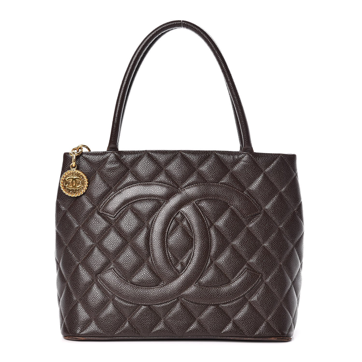 Chanel Caviar Quilted Medallion CC Tote Dark Brown 1 of 21