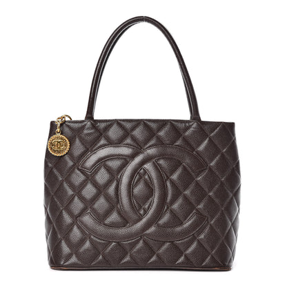 Chanel Caviar Quilted Medallion CC Tote Dark Brown 1 of 21