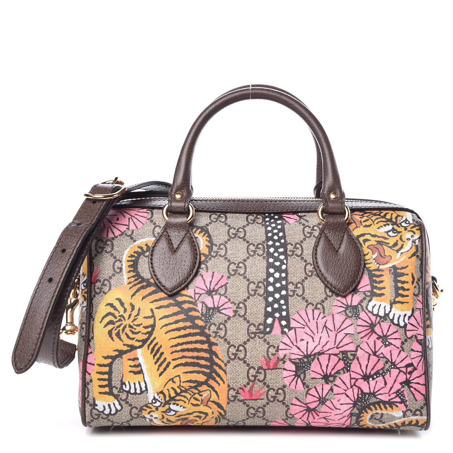 Gucci GG Supreme Monogram Bengal Small Boston Beige Pink 1 of 10