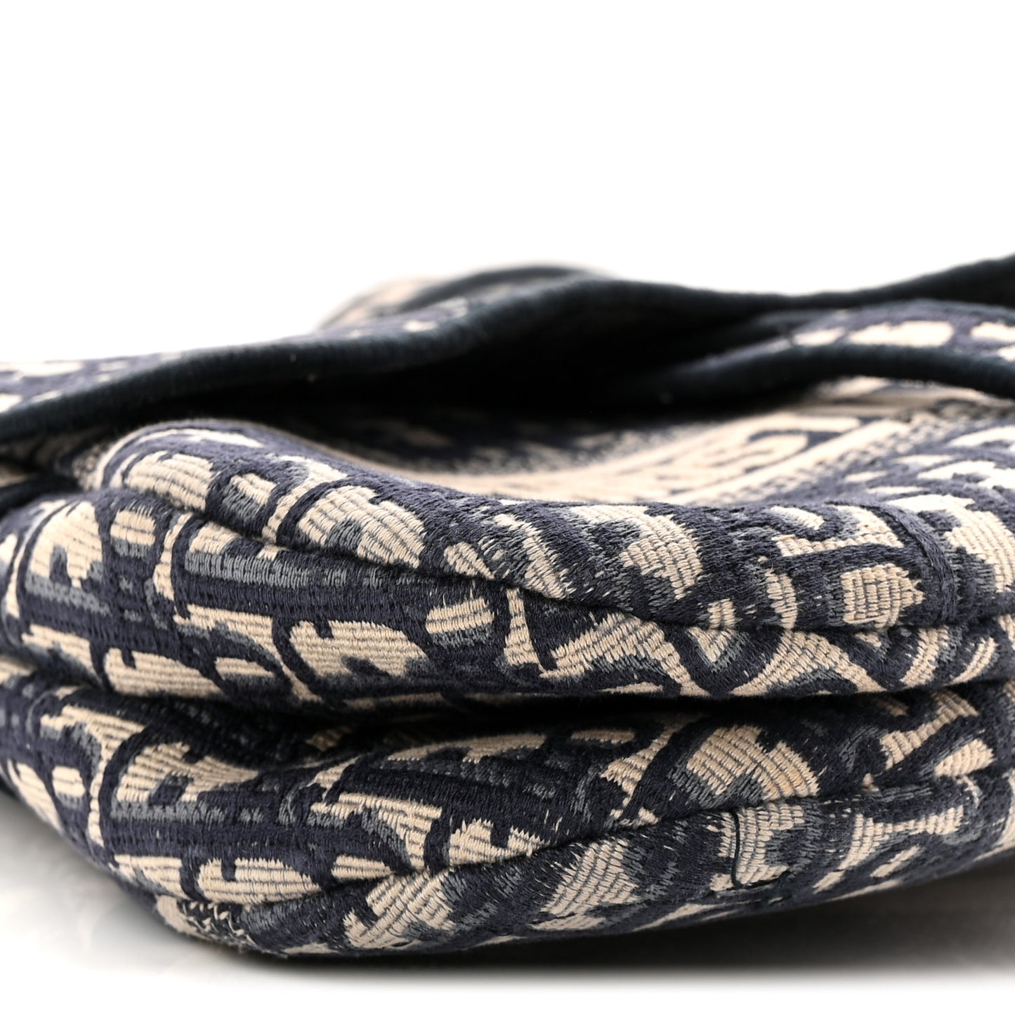 Oblique Embroidered Saddle Bag Blue
