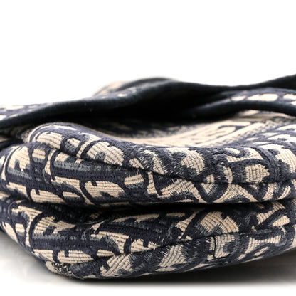 Christian Dior Oblique Embroidered Saddle Bag Blue 9 of 11