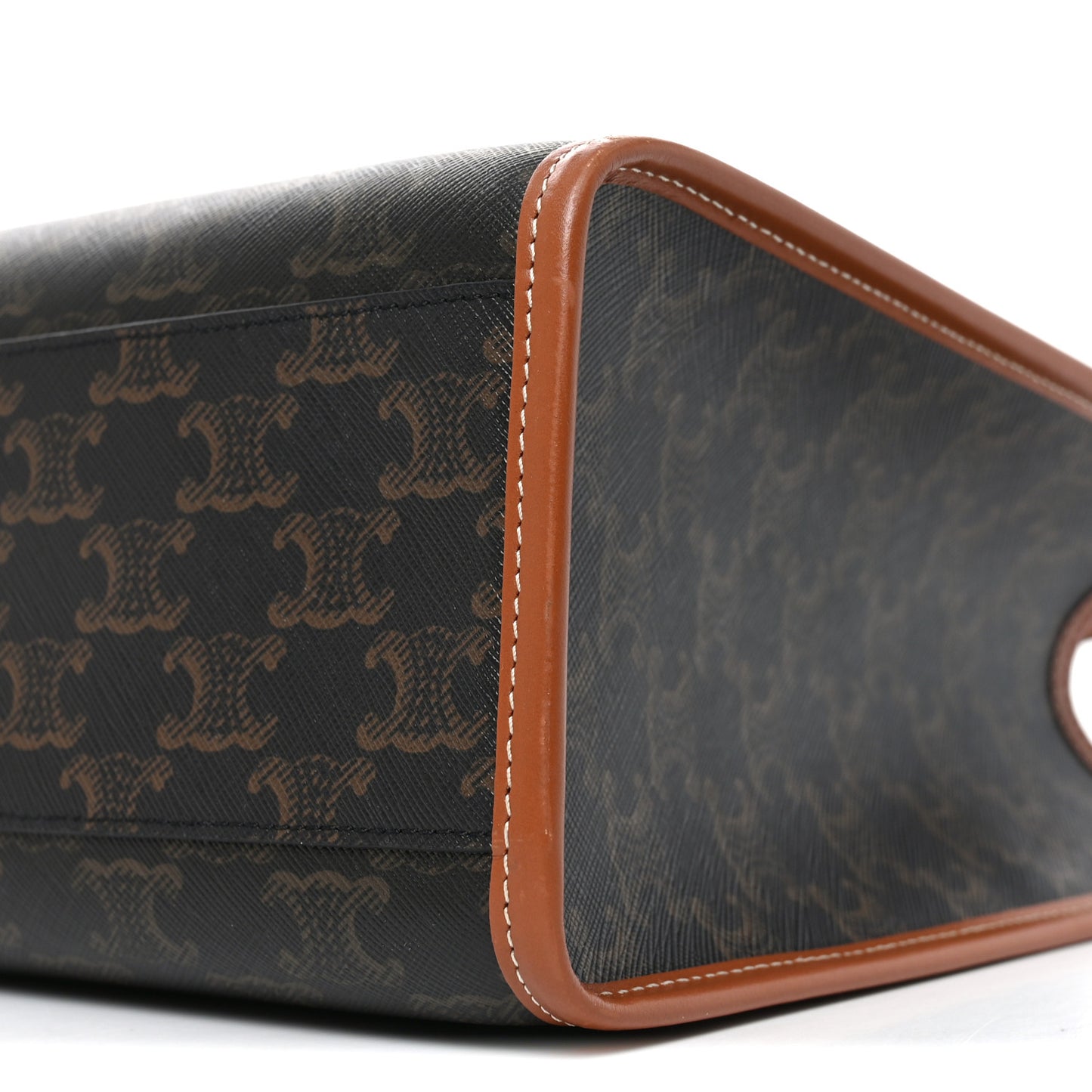 Triomphe Canvas Calfskin Mini Horizontal Cabas Tan