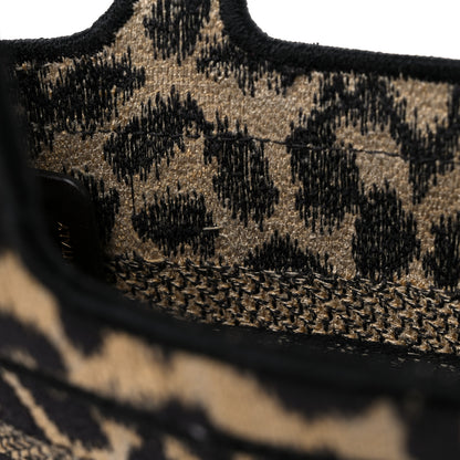 Christian Dior Canvas Mizza Embroidered Mini Leopard Book Tote Beige 10 of 12