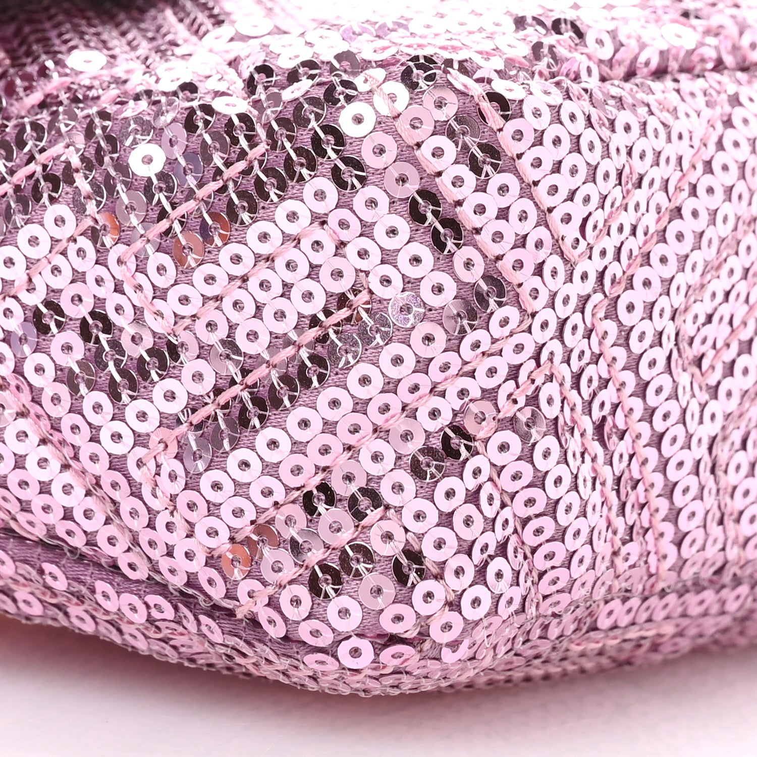 Fendi Ricamo Sequin Paillettes Vitello Grace FF Mini Baguette Rosa