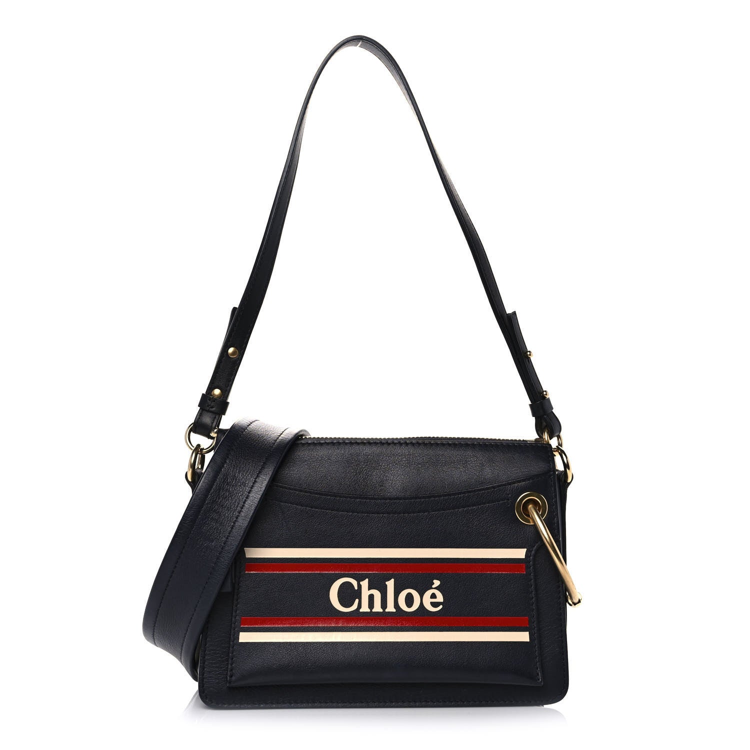Chloe Smooth Calfskin Logo Small Roy Bag Full Blue 1 of 10