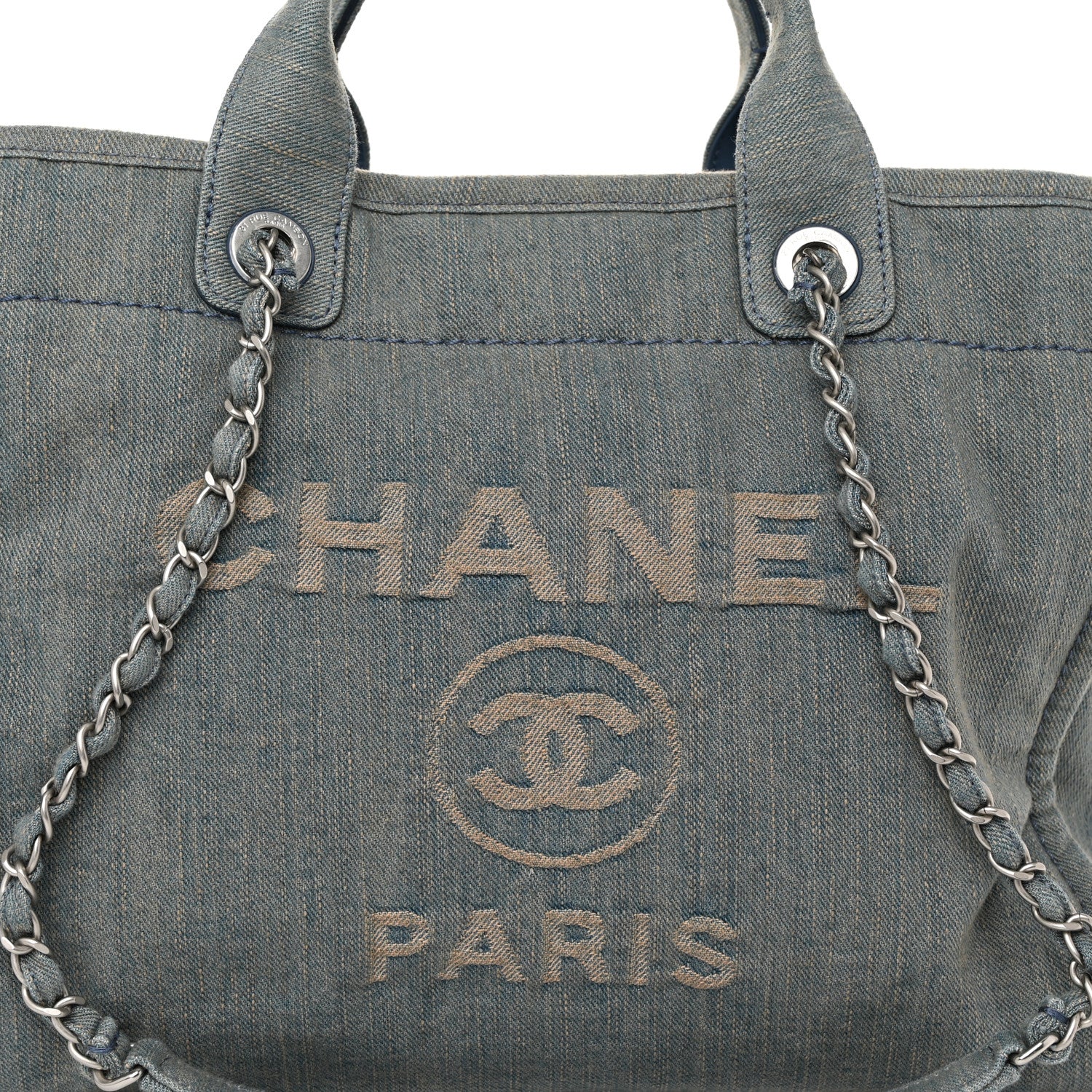 Chanel Denim Small Deauville Tote Light Blue 9 of 11