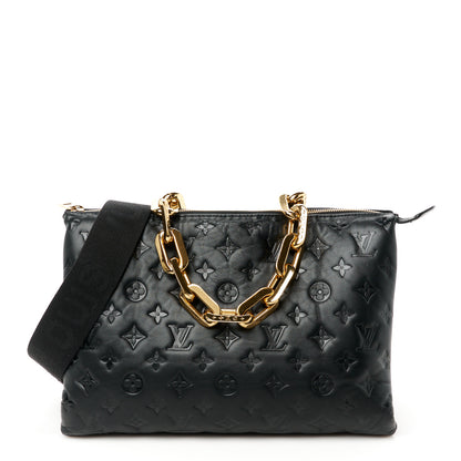 Louis Vuitton Lambskin Embossed Monogram Coussin MM Black 1 of 12