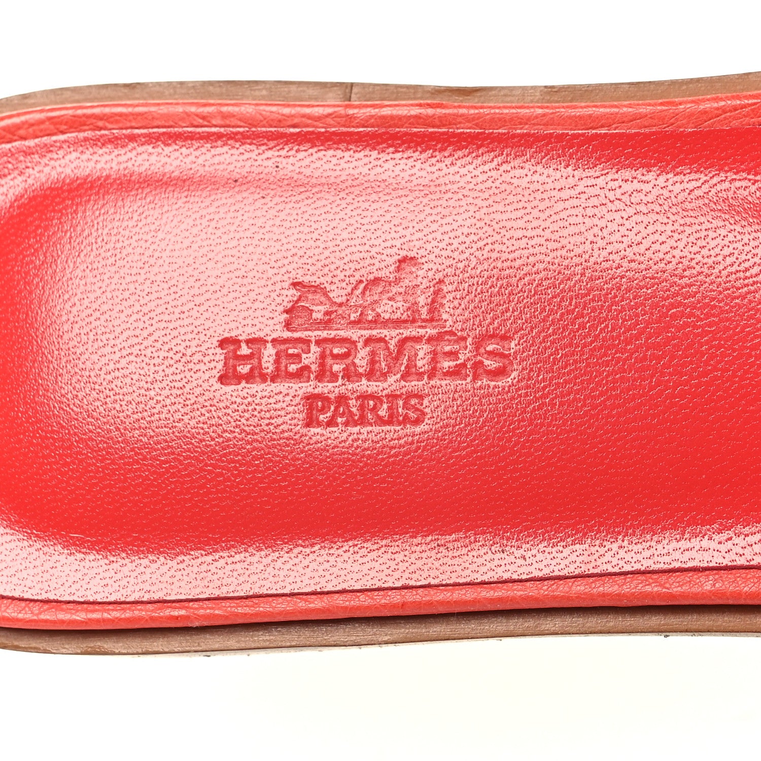 Hermes Ostrich Oran Sandals 37.5 Rouge Corail 8 of 10
