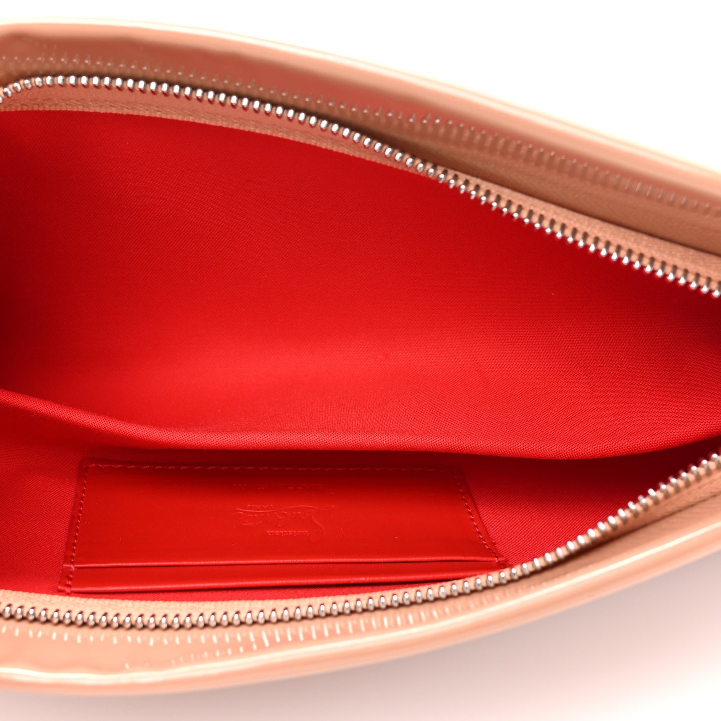 Patent Loubi Twist Zip Clutch Bag Nude