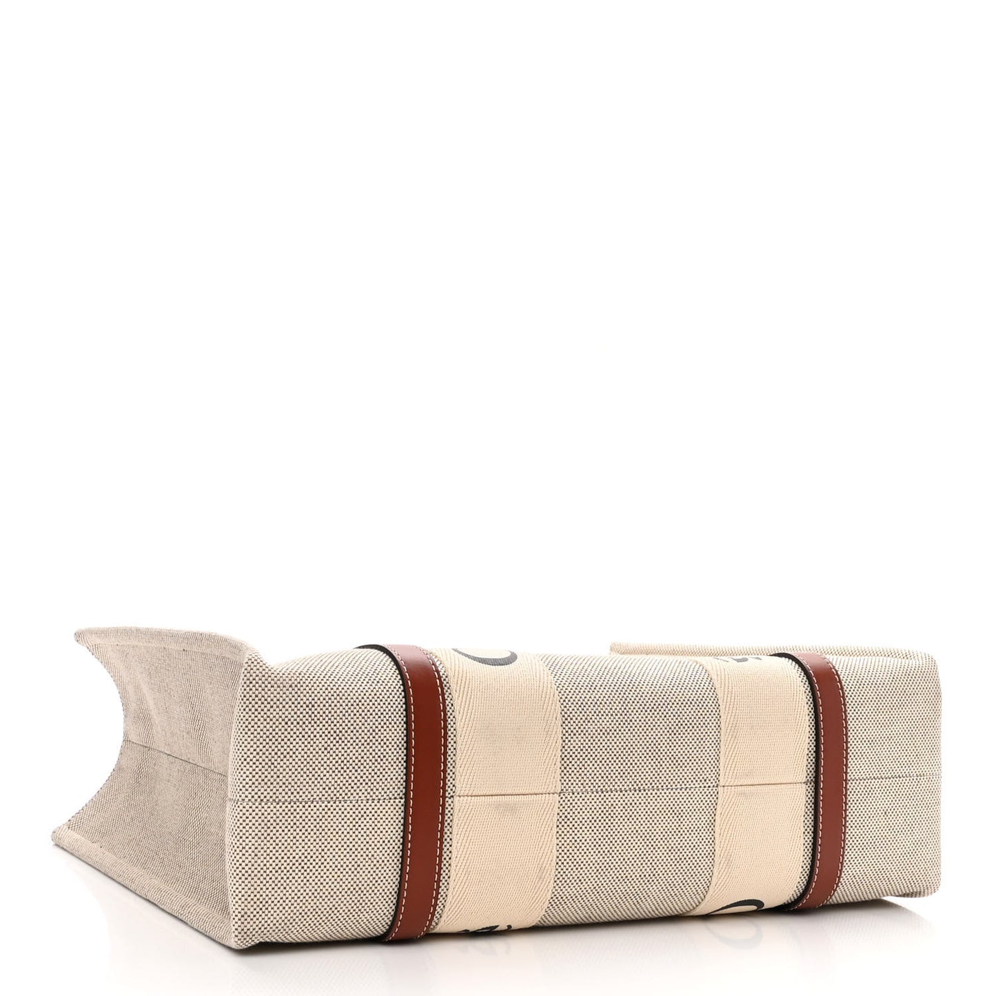 Cotton Calfskin Medium Woody Ribbon Tote White Brown