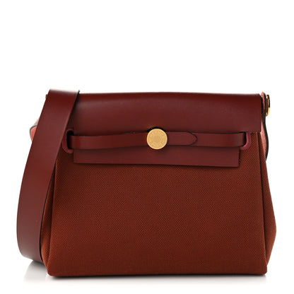 Hermes Military Toile Vache Hunter Herbag Zip Retourne 20 Rouge H 1 of 11