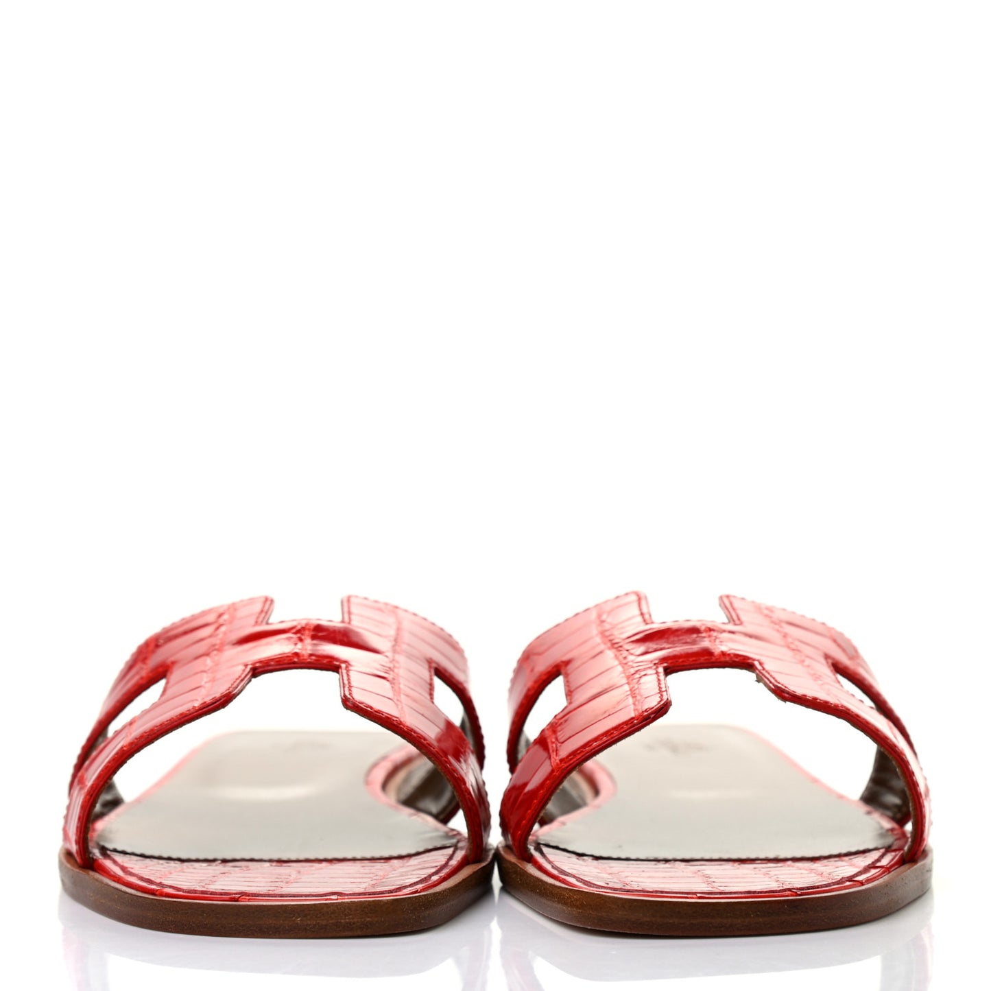 Shiny Alligator Oran Sandals 38 Geranium