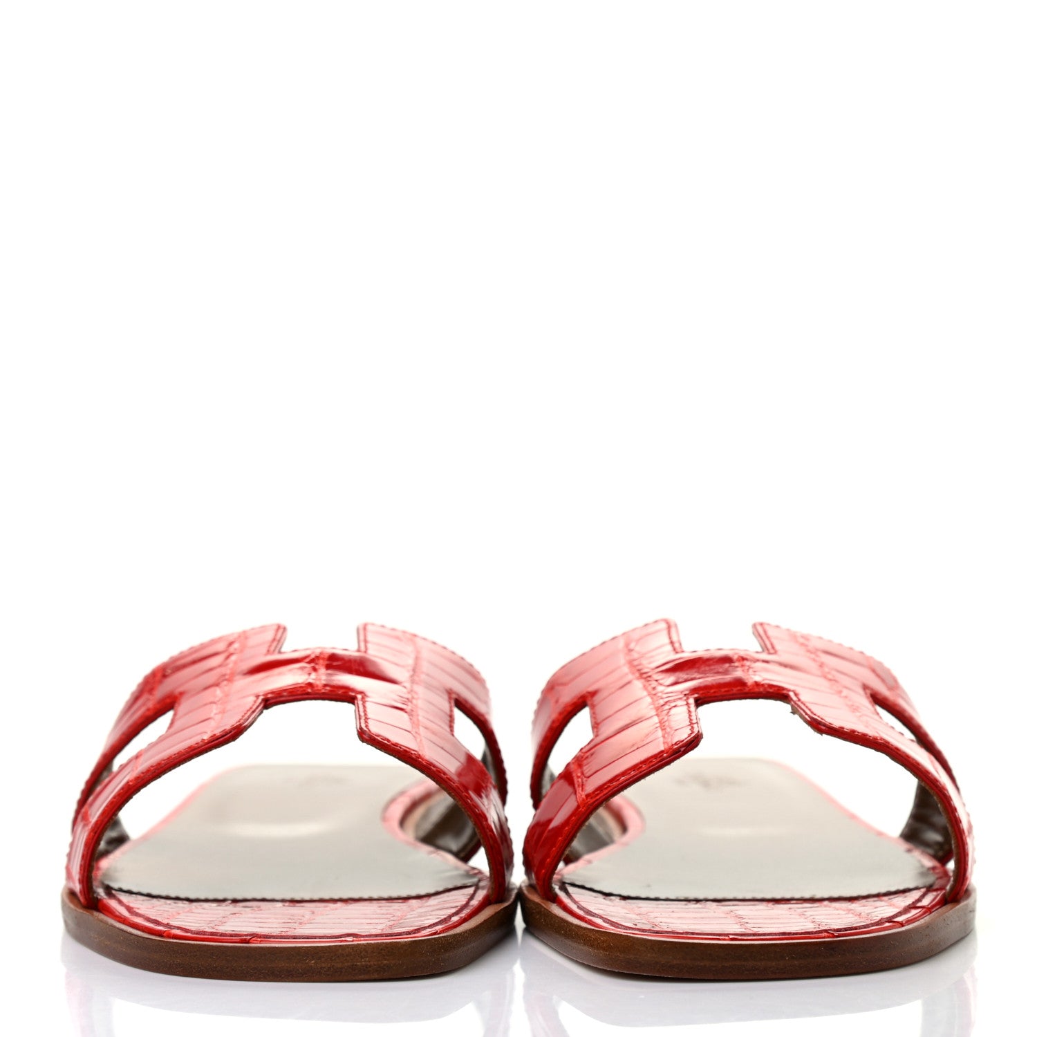 Hermes Shiny Alligator Oran Sandals 38 Geranium 2 of 7