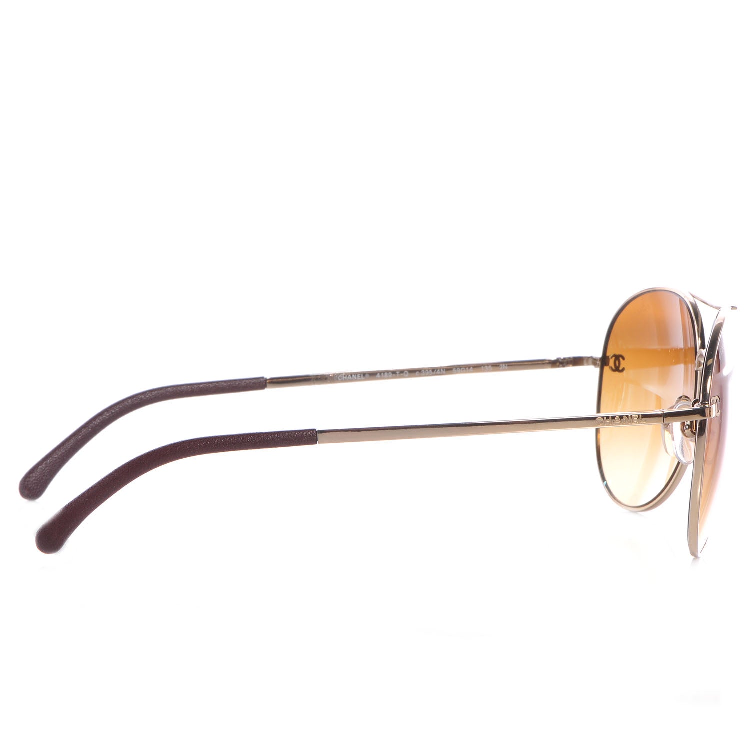 Chanel Titanium Lambskin CC Aviator Sunglasses 4189-T-Q Gold 5 of 8