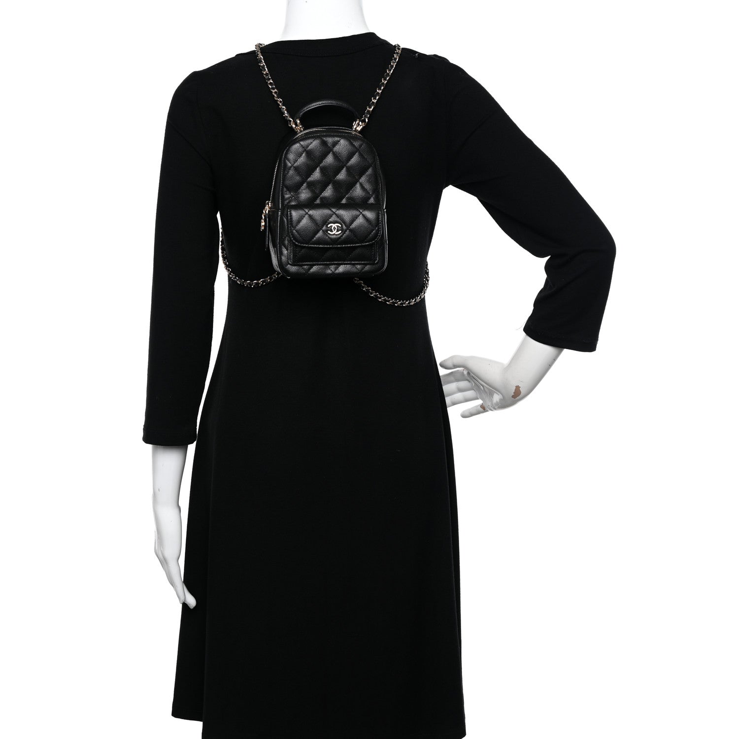 Chanel Caviar Quilted CC Mini Classic Backpack Black 2 of 12