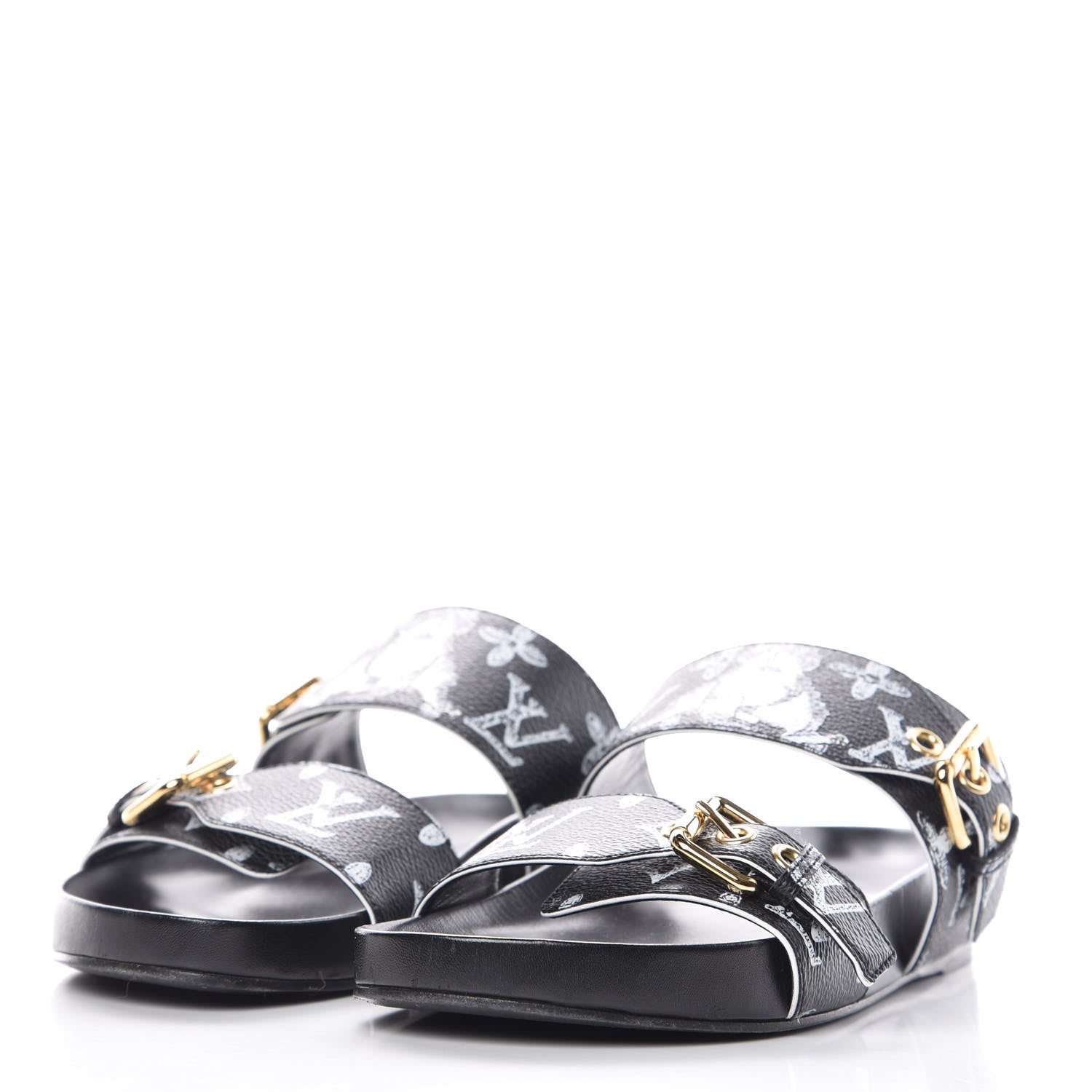 Louis Vuitton Catogram Bom Dia Flat Mule 37 Black White 3 of 10