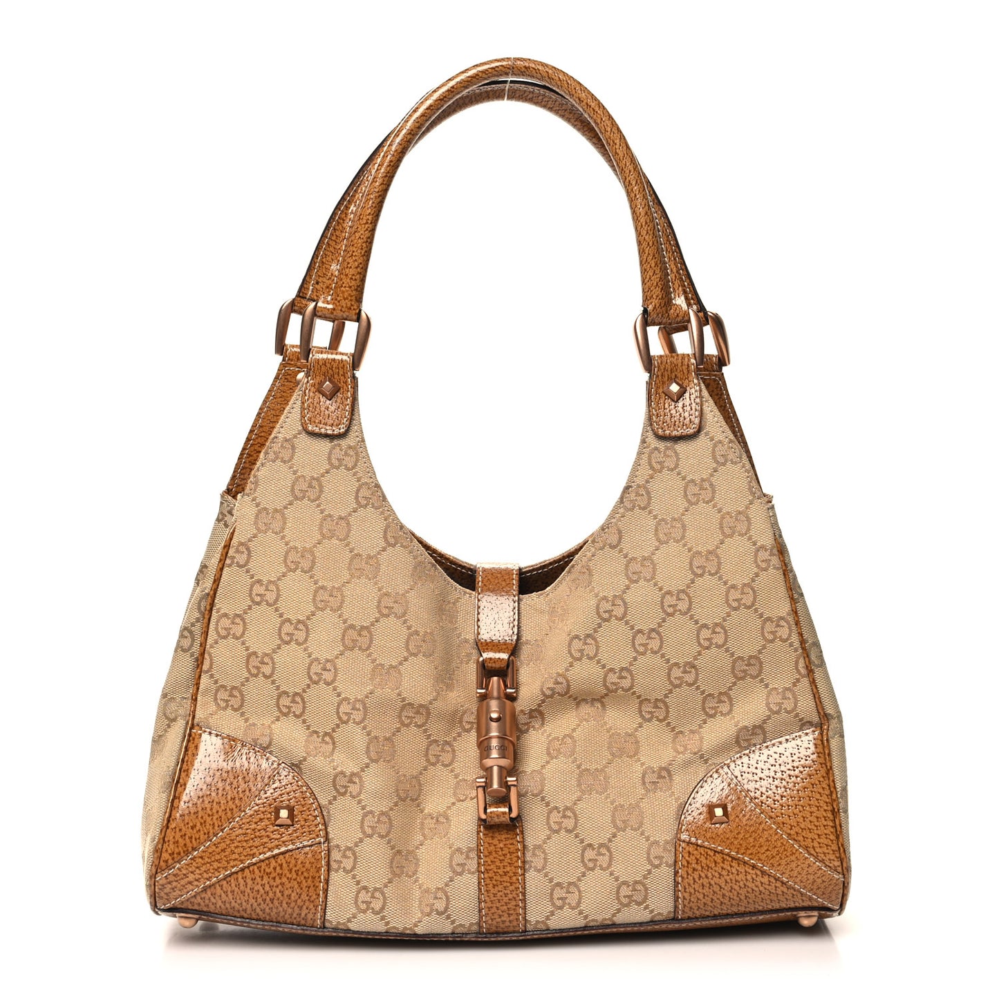 Monogram Calfskin Large Bardot Shoulder Bag Brown