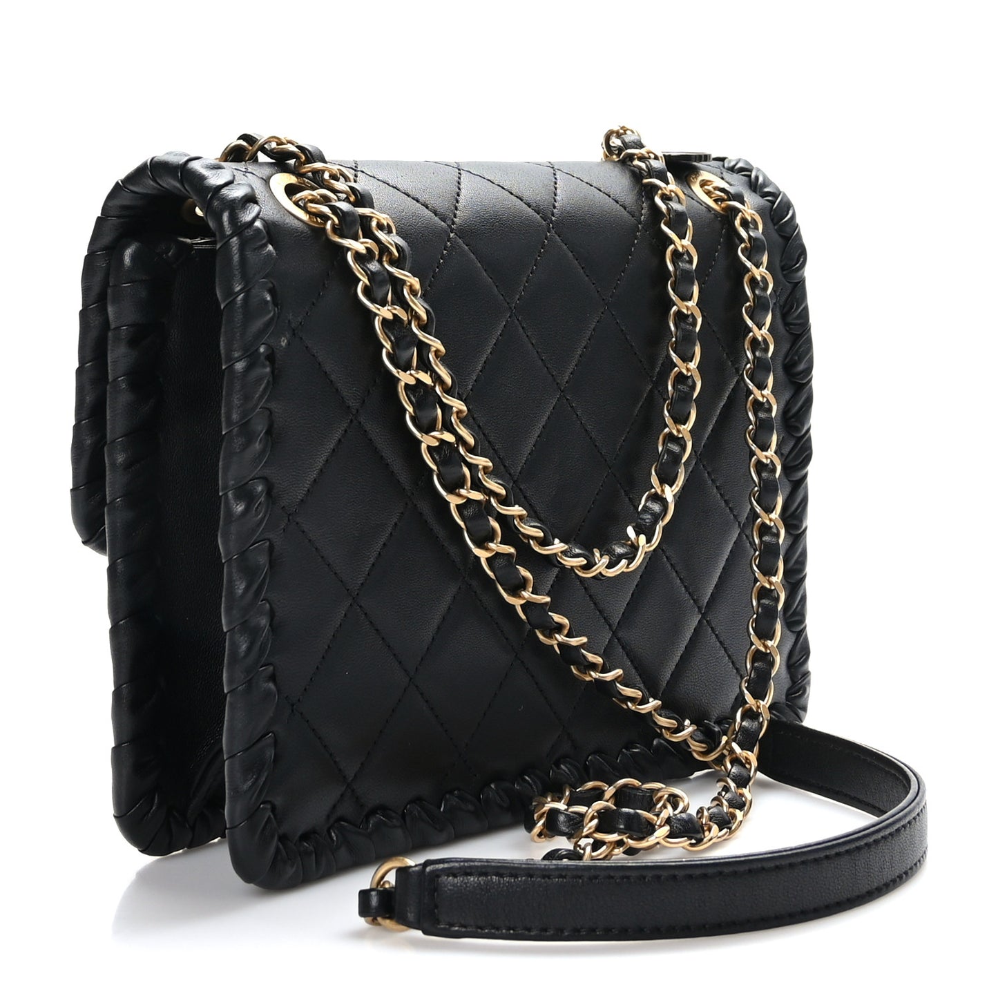 Calfskin Braided My Own Frame Flap Black