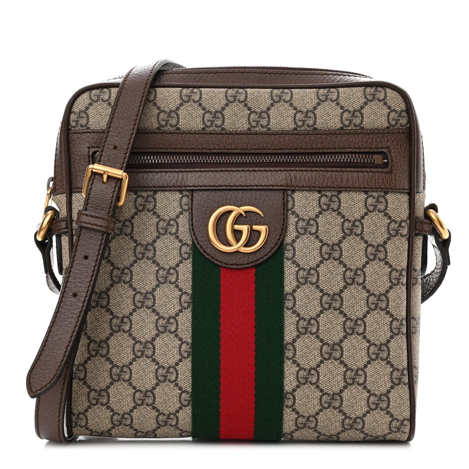 Gucci GG Supreme Monogram Web Small Ophidia Messenger Bag Brown 1 of 13