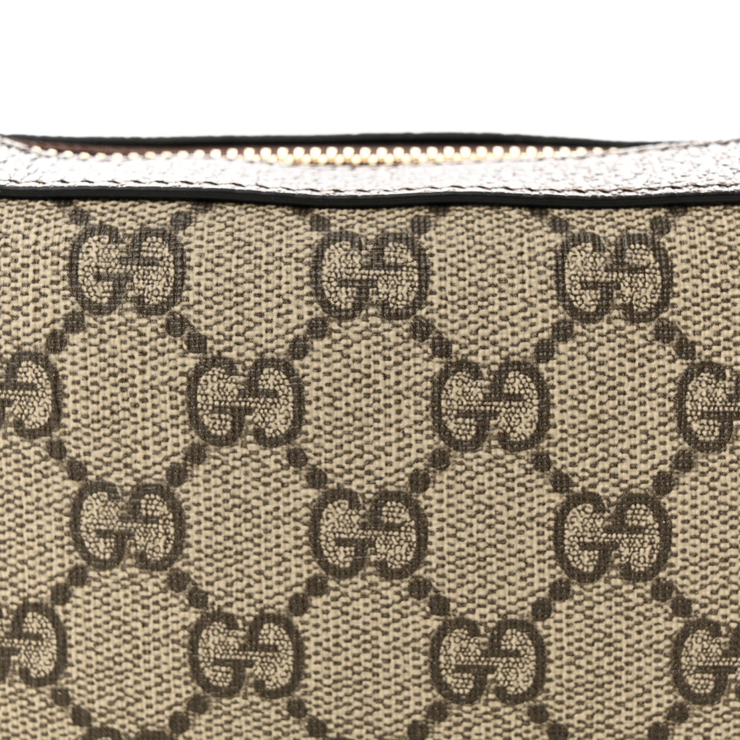 GG Supreme Monogram Textured Calfskin Web Mini Ophidia Half Moon Hobo Beige Ebony New Acero