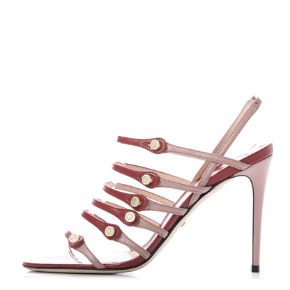 Gucci Malaga Kid Aneta Ladder-Strap 95mm Sandals 37.5 Carmine Rose 1 of 8