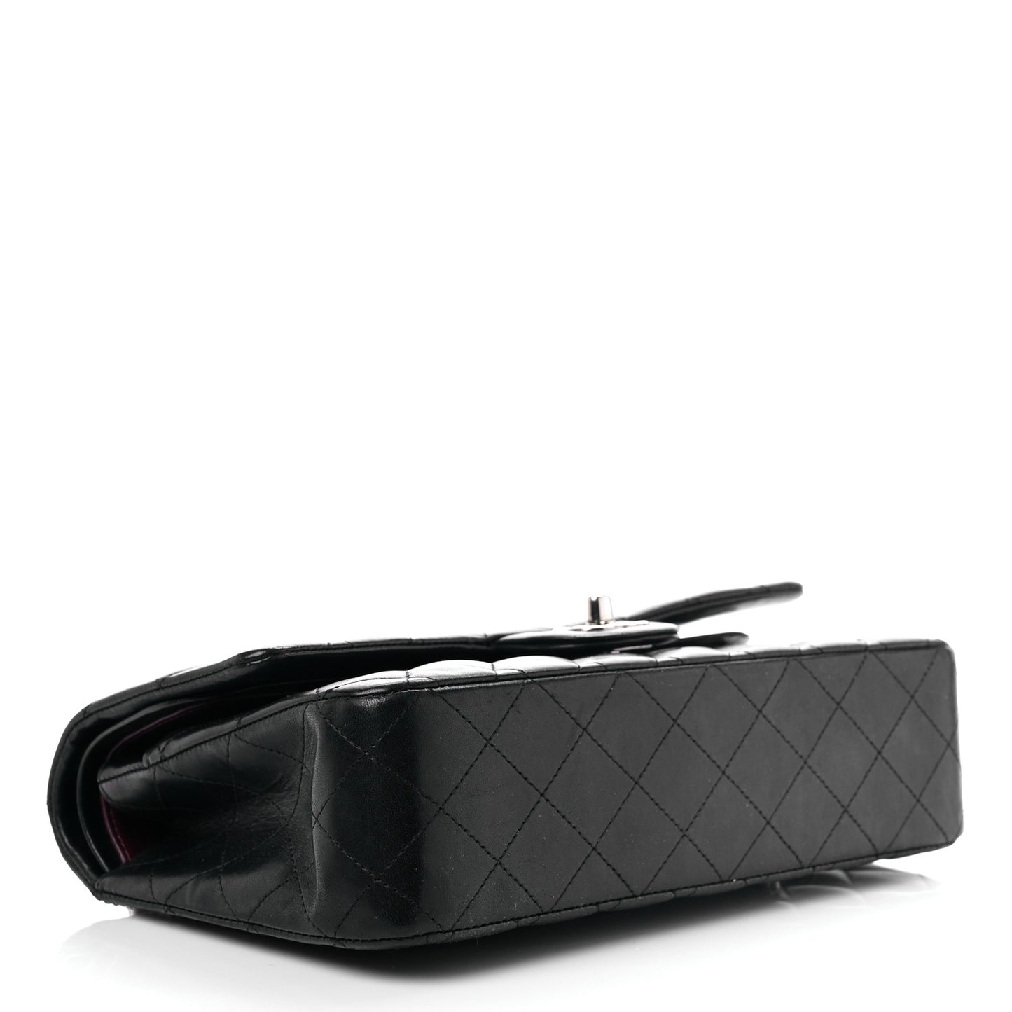 Lambskin Quilted Medium Double Flap Black