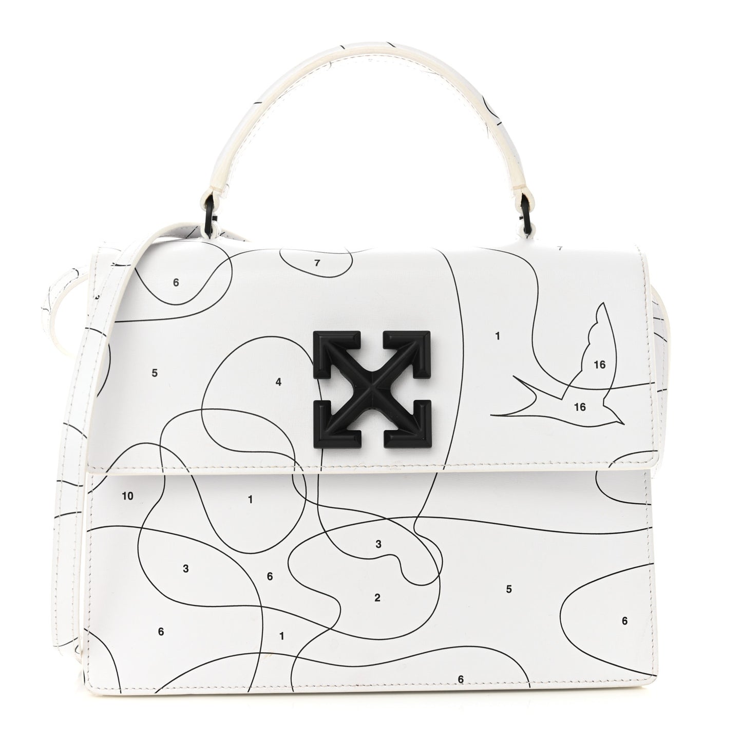 Calfskin Jitney 2.8 Puzzle Shoulder Bag White Black