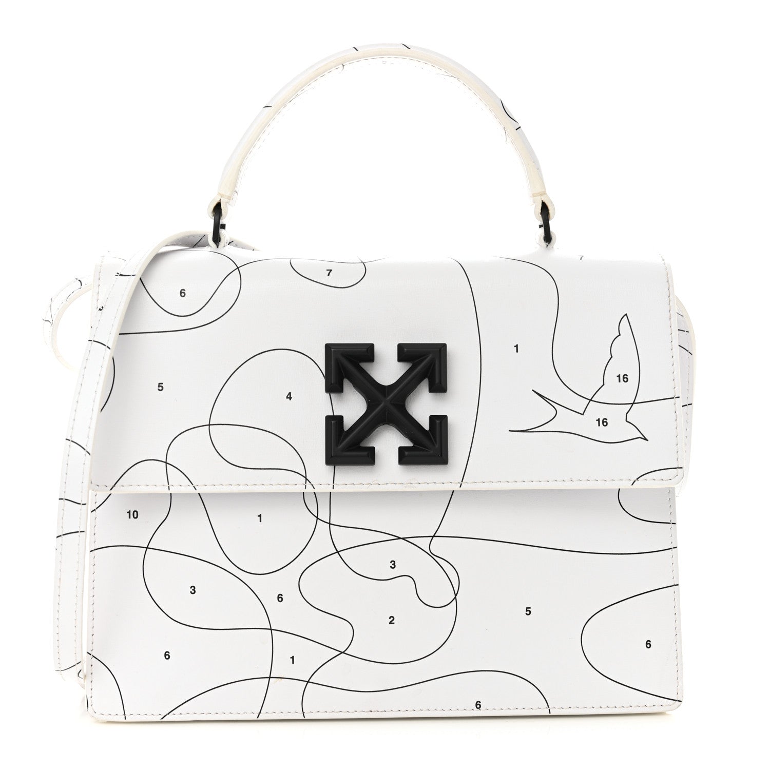 Off-White Calfskin Jitney 2.8 Puzzle Shoulder Bag White Black 1 of 13