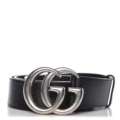 Gucci Textured Dollar Calfskin Nickel Double G 40mm Belt 85 34 Black 1 of 7