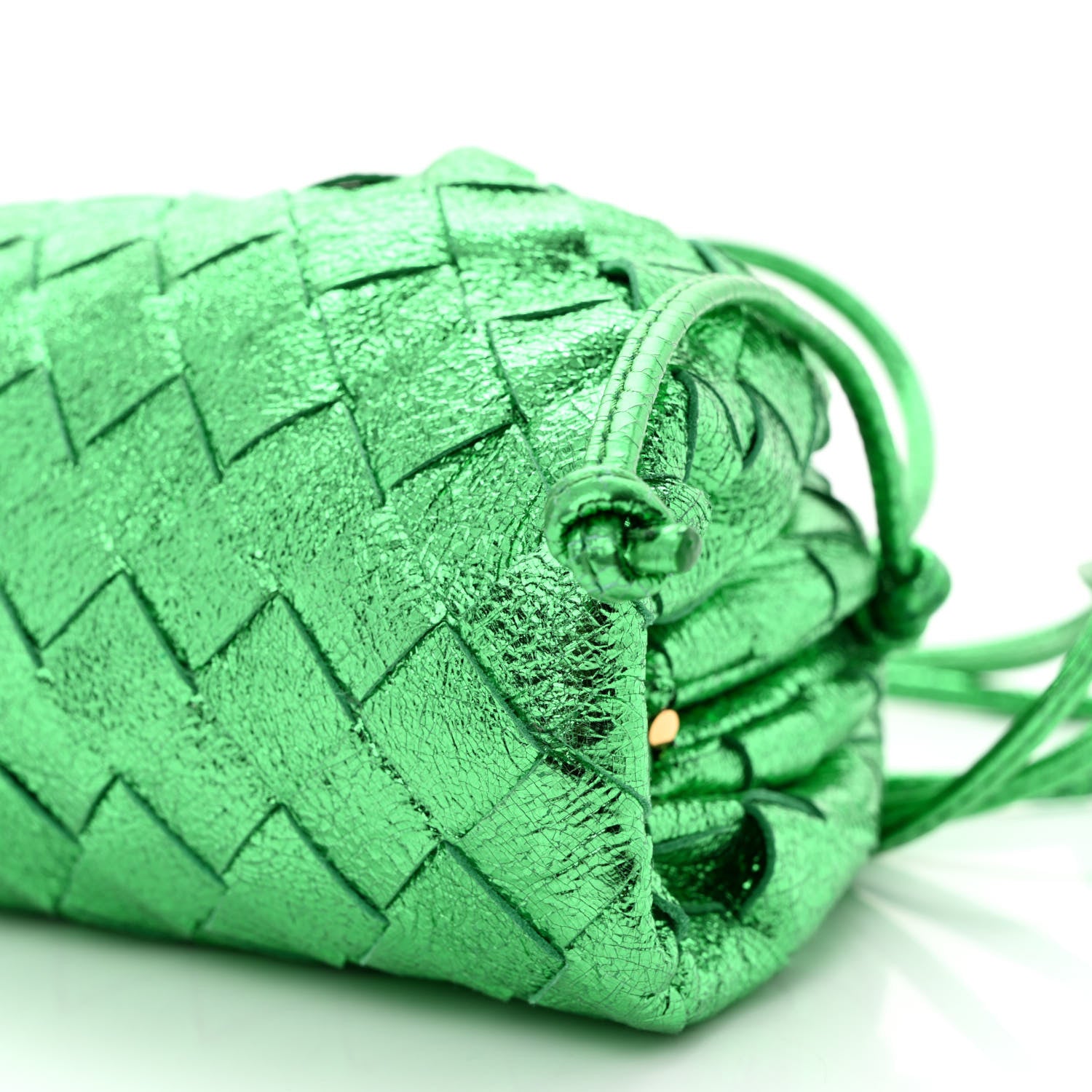 Bottega Veneta Metallic Nappa Intrecciato The Mini Pouch Parakeet