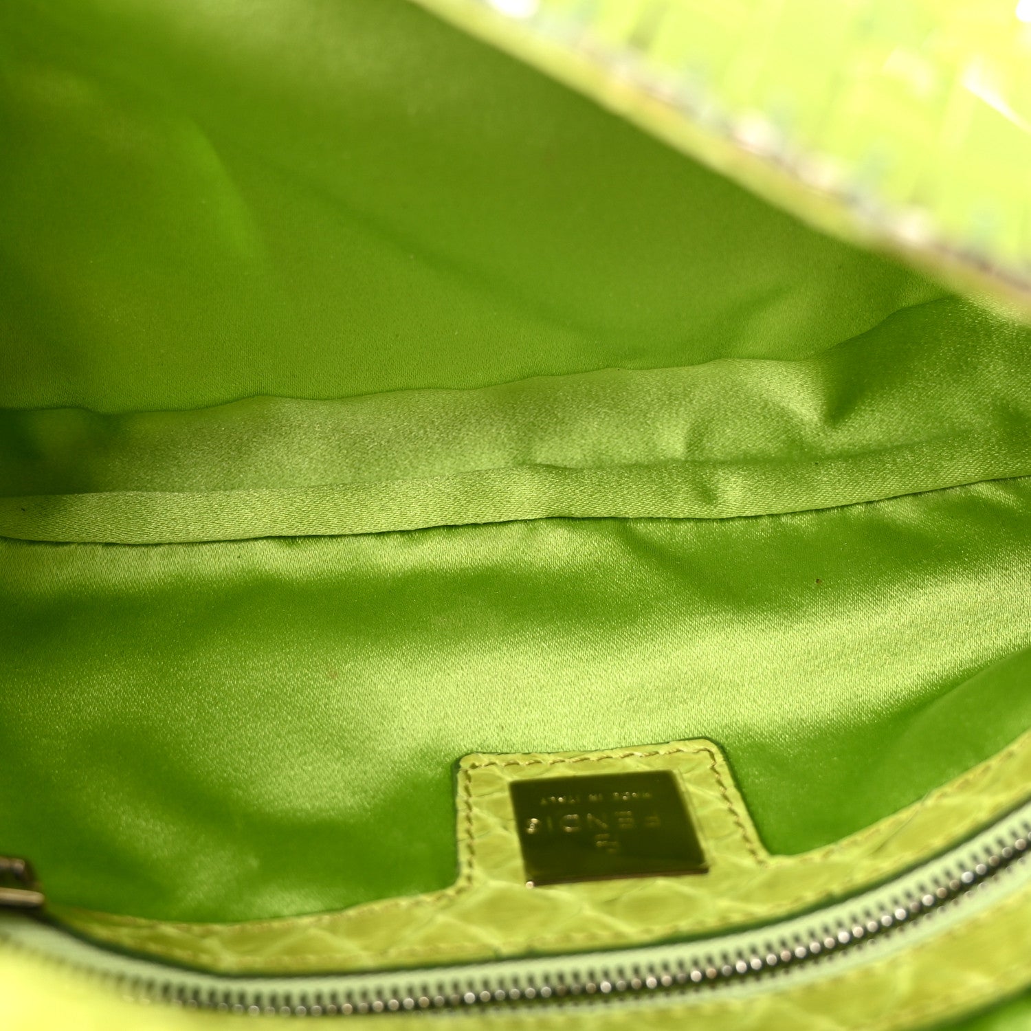 Fendi Sequin Beaded Snakeskin Baguette Green 5 of 10