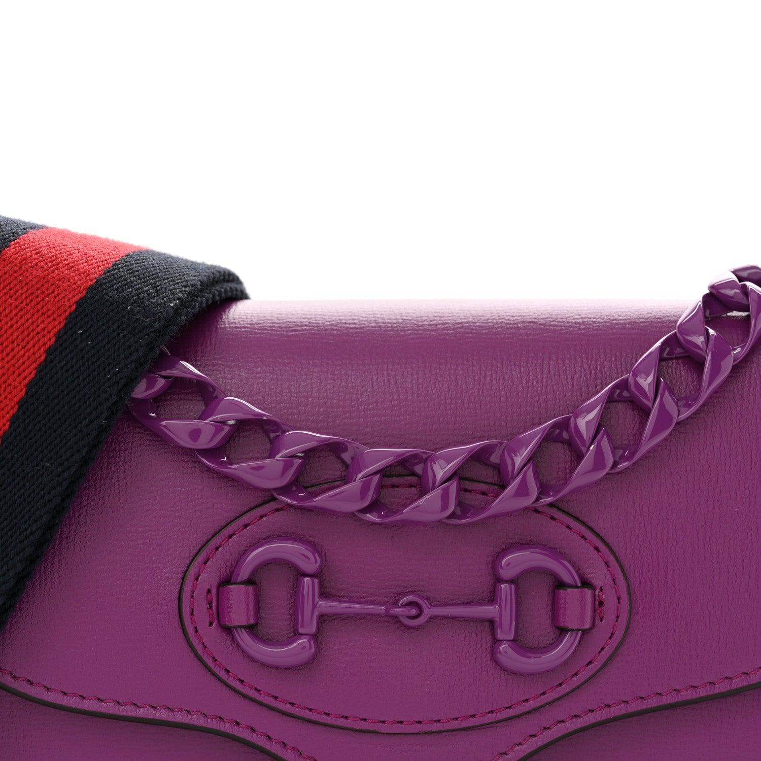 Gucci Azalea Calfskin Web Small Horsebit 1955 Crossbody Bag Spicy Cyclamin 7 of 10