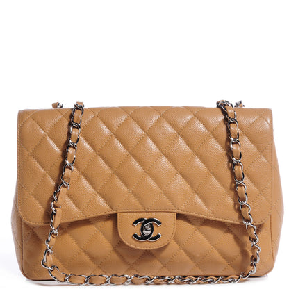 Chanel Caviar Jumbo Single Flap Beige 1 of 8