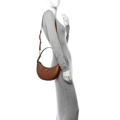 Prada Soft Calfskin Arque Shoulder Bag Cognac 2 of 10
