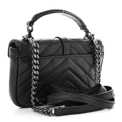 Saint Laurent Sheepskin Matelasse Chevron Monogram College Chain Wallet Black 3 of 12