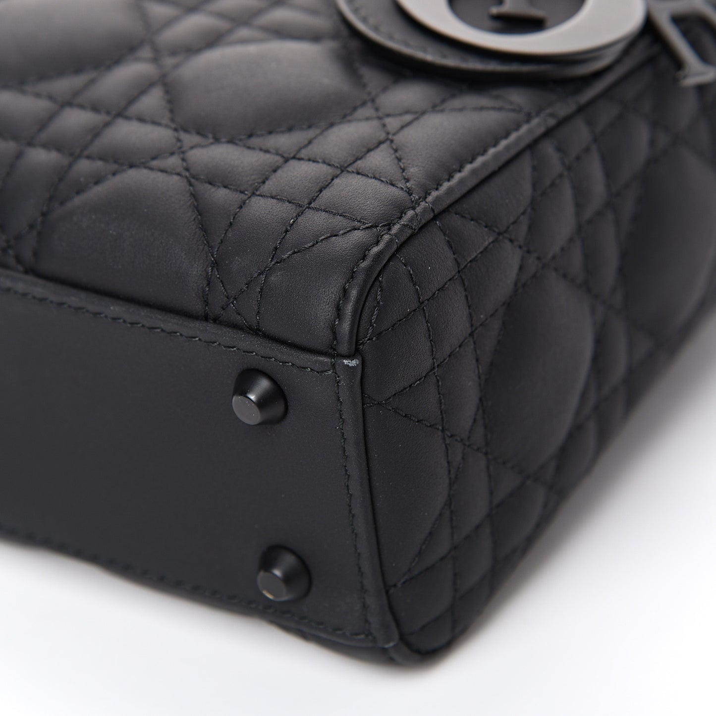 Ultra Matte Calfskin Cannage Mini Lady Dior Black