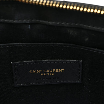Saint Laurent Calfskin Matelasse Chevron Monogram Tablet Pouch Black 6 of 9