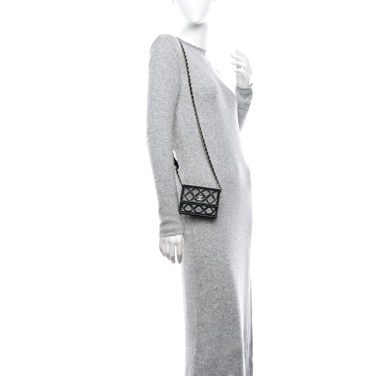 Chanel Lambskin Quilted My Chanel Lady Card Holder On Chain Black 2 of 12