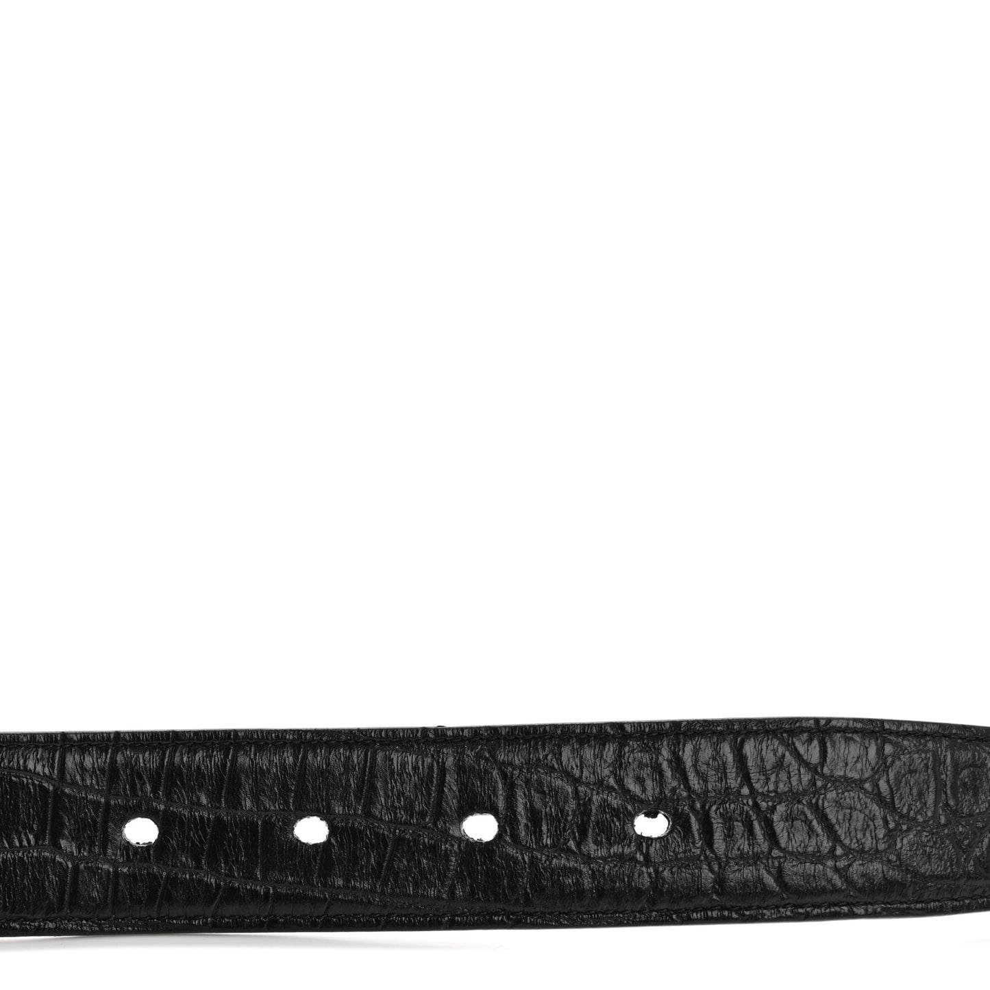 Calfskin Crocodile Embossed Monogram Square Buckle Belt Black