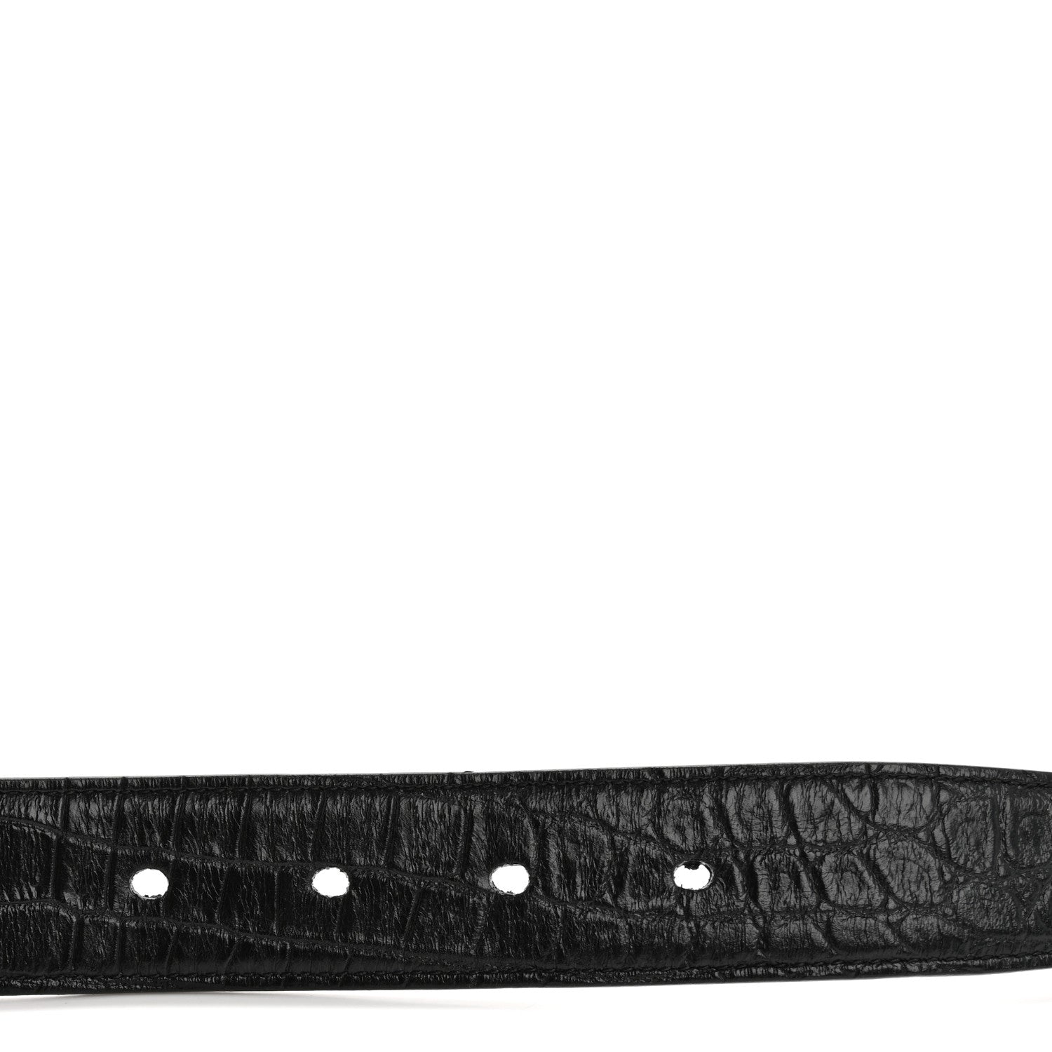 Saint Laurent Calfskin Crocodile Embossed Monogram Square Buckle Belt Black 3 of 7