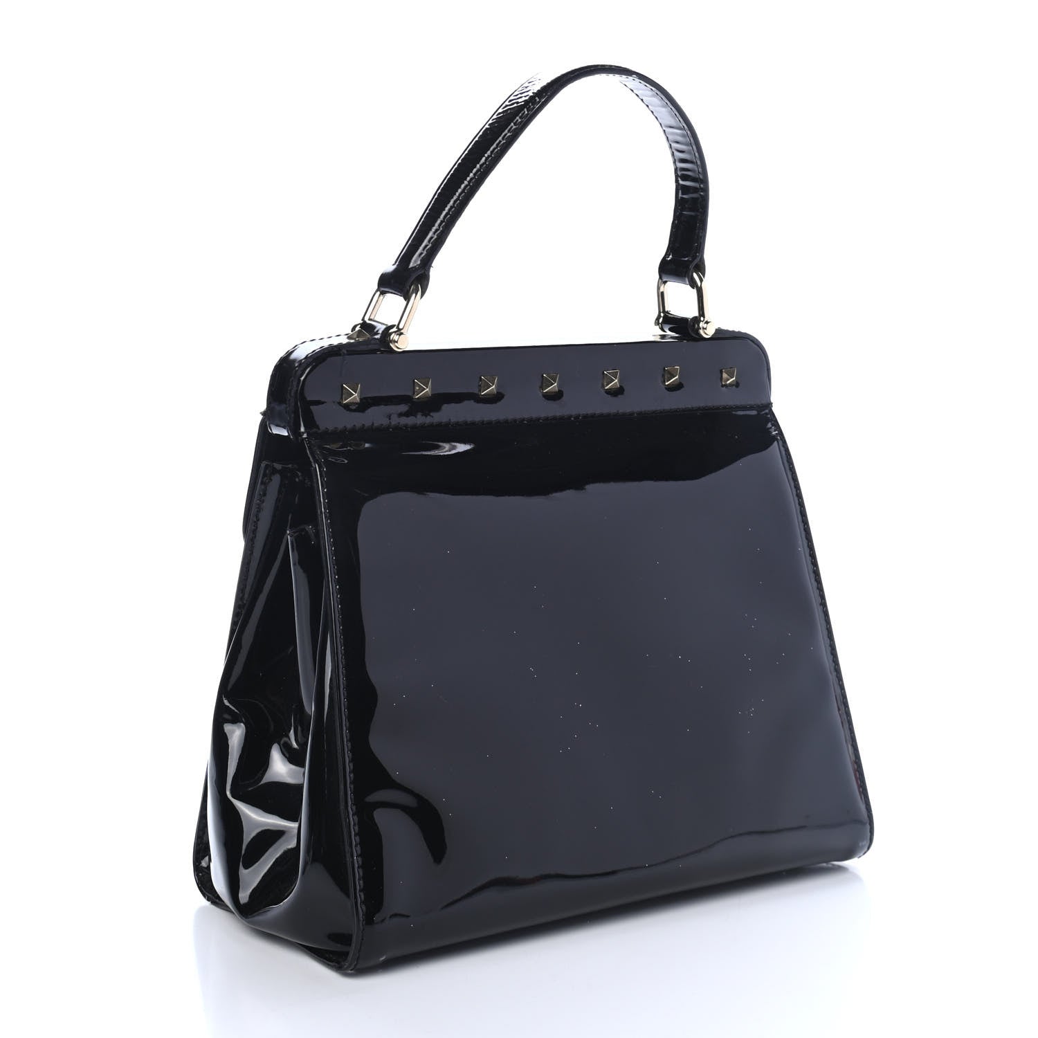 Valentino Garavani Patent Rockstud Single Handle Bag Black 2 of 4