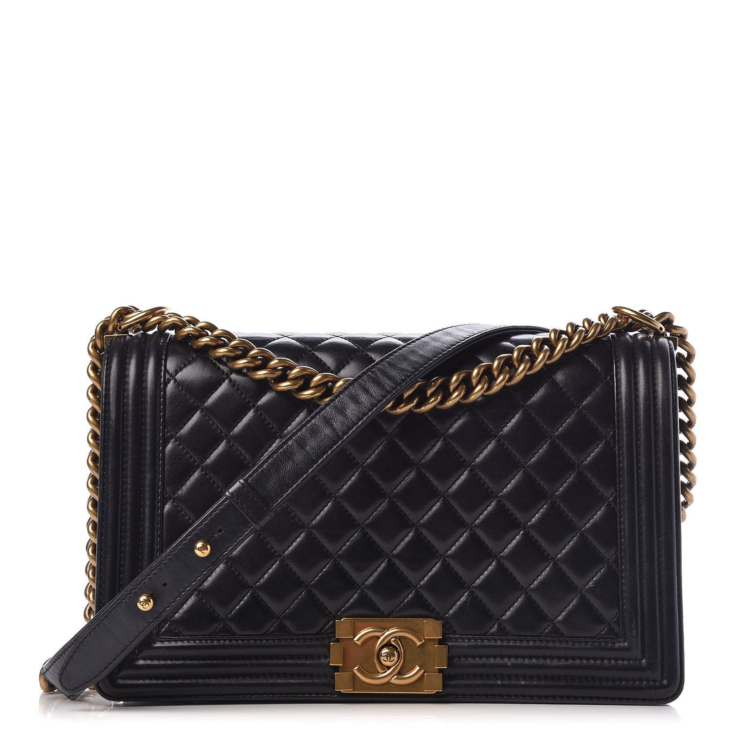 Lambskin Quilted New Medium Boy Flap Black