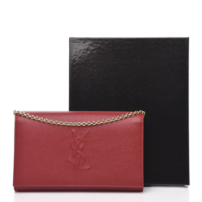 Saint Laurent Calfskin Belle de Jour Chain Clutch Rouge Orient 10 of 11
