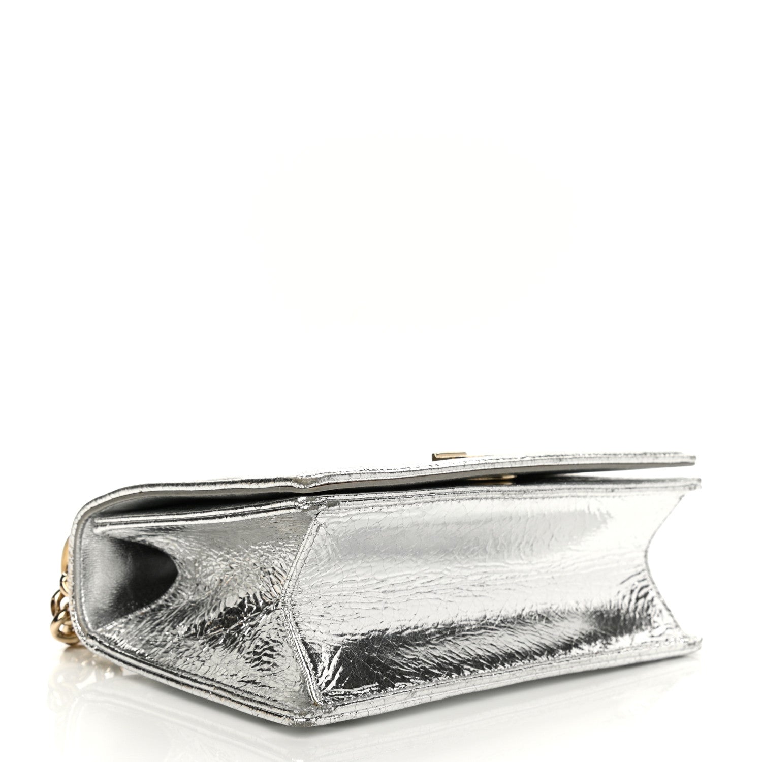 Christian Dior Metallic Ceramic Effect Deerskin Medium Diorama Flap Bag Silver 4 of 13