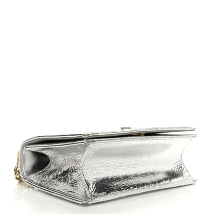 Christian Dior Metallic Ceramic Effect Deerskin Medium Diorama Flap Bag Silver 4 of 13