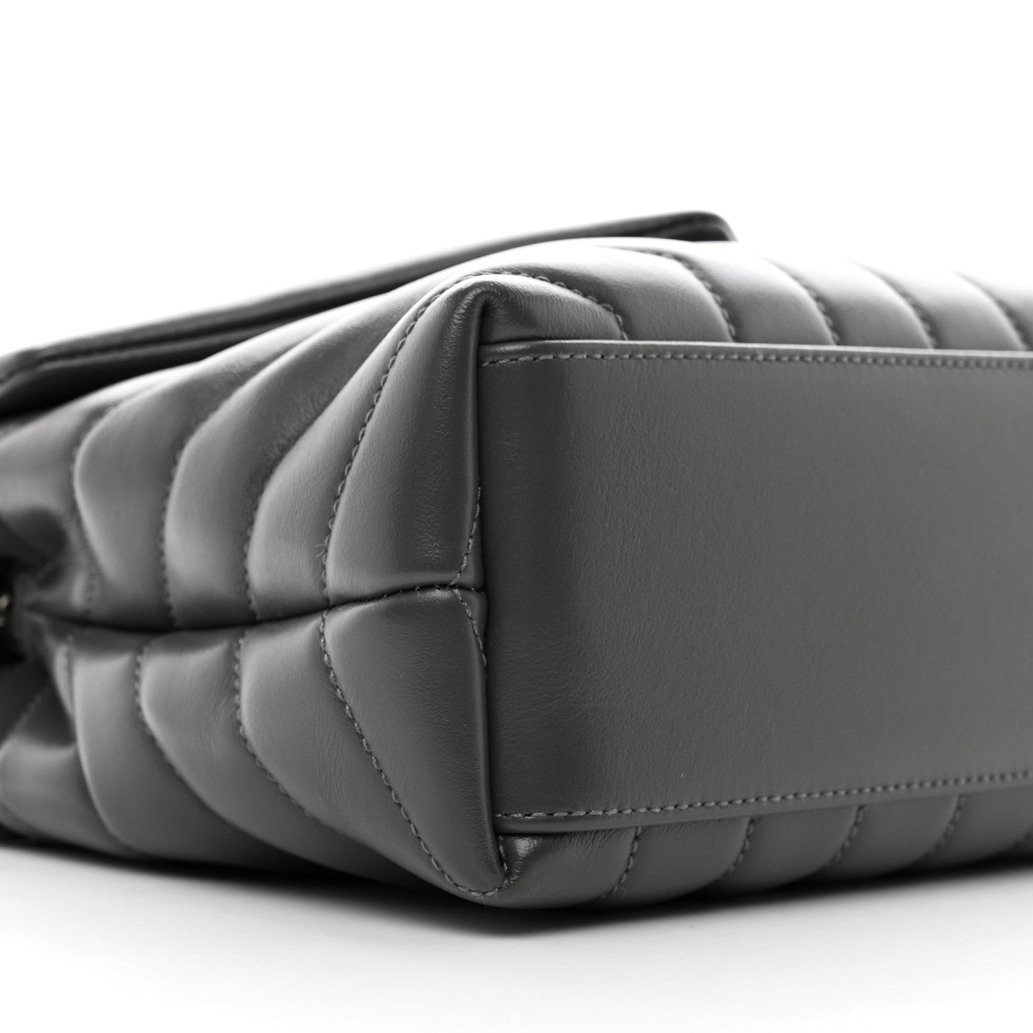 Saint Laurent Calfskin Y Quilted Monogram Small Loulou Chain Satchel Grey Khaki 10 of 11