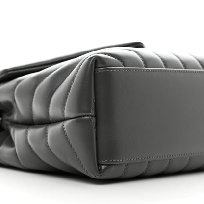 Saint Laurent Calfskin Y Quilted Monogram Small Loulou Chain Satchel Grey Khaki 10 of 11