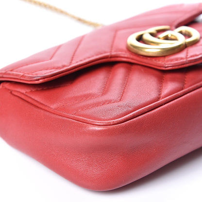 Gucci Calfskin Matelasse Super Mini GG Marmont Shoulder Bag Hibiscus Red 11 of 12