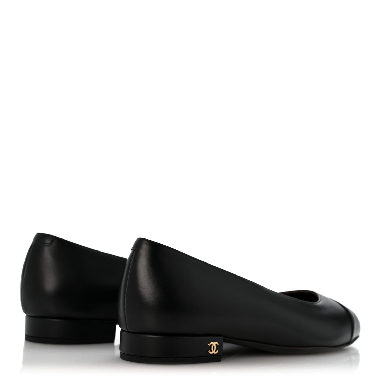 Chanel Lambskin Cap Toe CC Uniform Ballerina Flats 39 Black 5 of 10