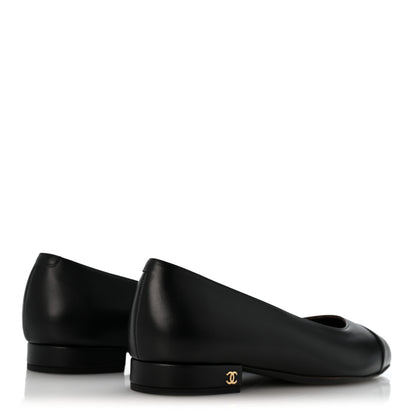 Chanel Lambskin Cap Toe CC Uniform Ballerina Flats 39 Black 5 of 10